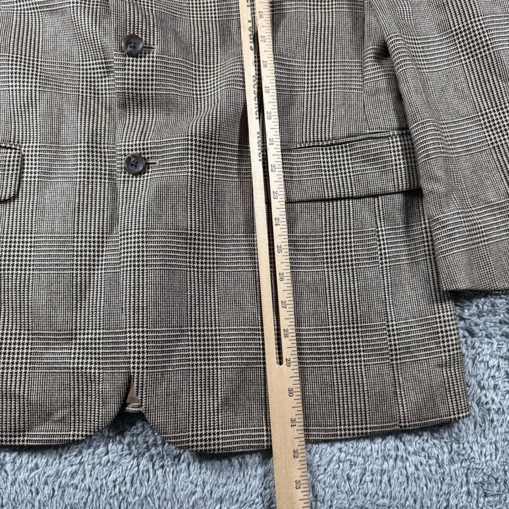 Jos. A. Bank Sport Coat Mens 42R Tan Silk Camel Hair Glen Plaid Blazer Jacket